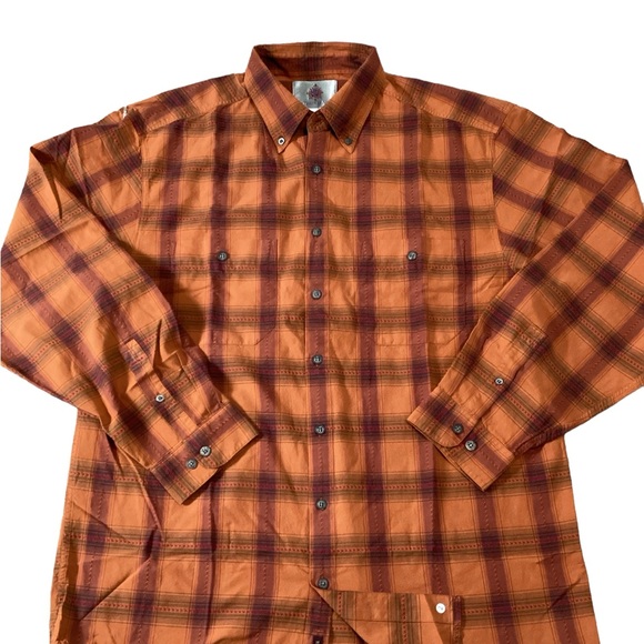 The Territory Ahead Shirt Mens Size XL Orange Long Sleeve Embroidered Plaid - Picture 1 of 9